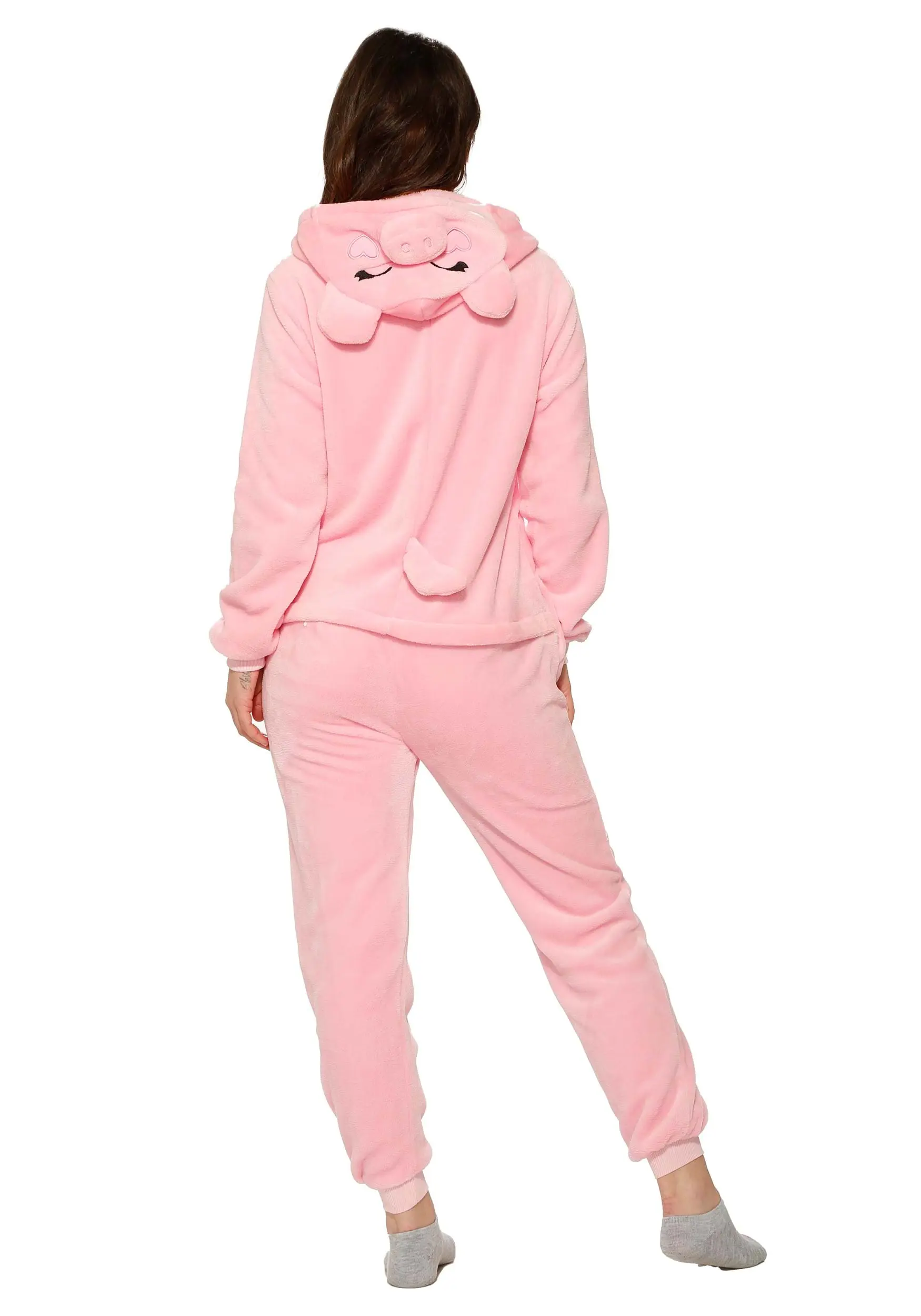 Orchid Bloom Pink Pig Adult Onesie 2 Orchid Bloom Pink Pig Adult Onesie - Image 2