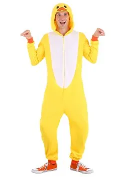 Fun Costumes Yellow Duck Onesie For Adults -Sea Creature Costumes Sales adult yellow duck onesie alt 2