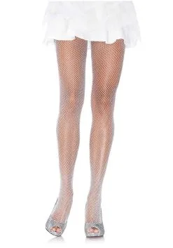 LEG AVENUE White Fishnet Tights For Women's
